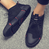 NAUSK 2019 NEW Brand High Quality All Black Men's Leather Casual Shoes Fashion Breathable Sneakers Fashion Flats
