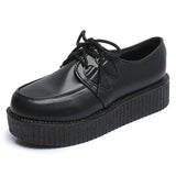 LAKESHI Creepers Women Shoes Large Size 41 Flat Platform Shoes Lace-Up Round Toe Women Flats Casual Shoes Solid Female Shoes