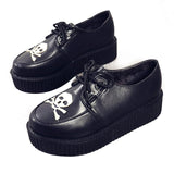 LAKESHI Creepers Women Shoes Large Size 41 Flat Platform Shoes Lace-Up Round Toe Women Flats Casual Shoes Solid Female Shoes