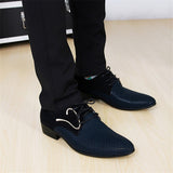 Mens Leather Concise Shoes Men's Business Dress Pointy Plaid Black Shoes Breathable Formal Wedding Basic Shoes Men 2019 loafers